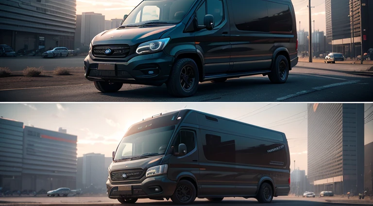 modern 4x4 van, car render, realistic, 3D, digital billboard, point cloud, Unreal Engine 5, Keyshot, Octane, ArtStation trending, ultra high detail, ultra realistic, cinematic, 8K, Zaha Hadid style, nanospace, plastic material, dark atmosphere