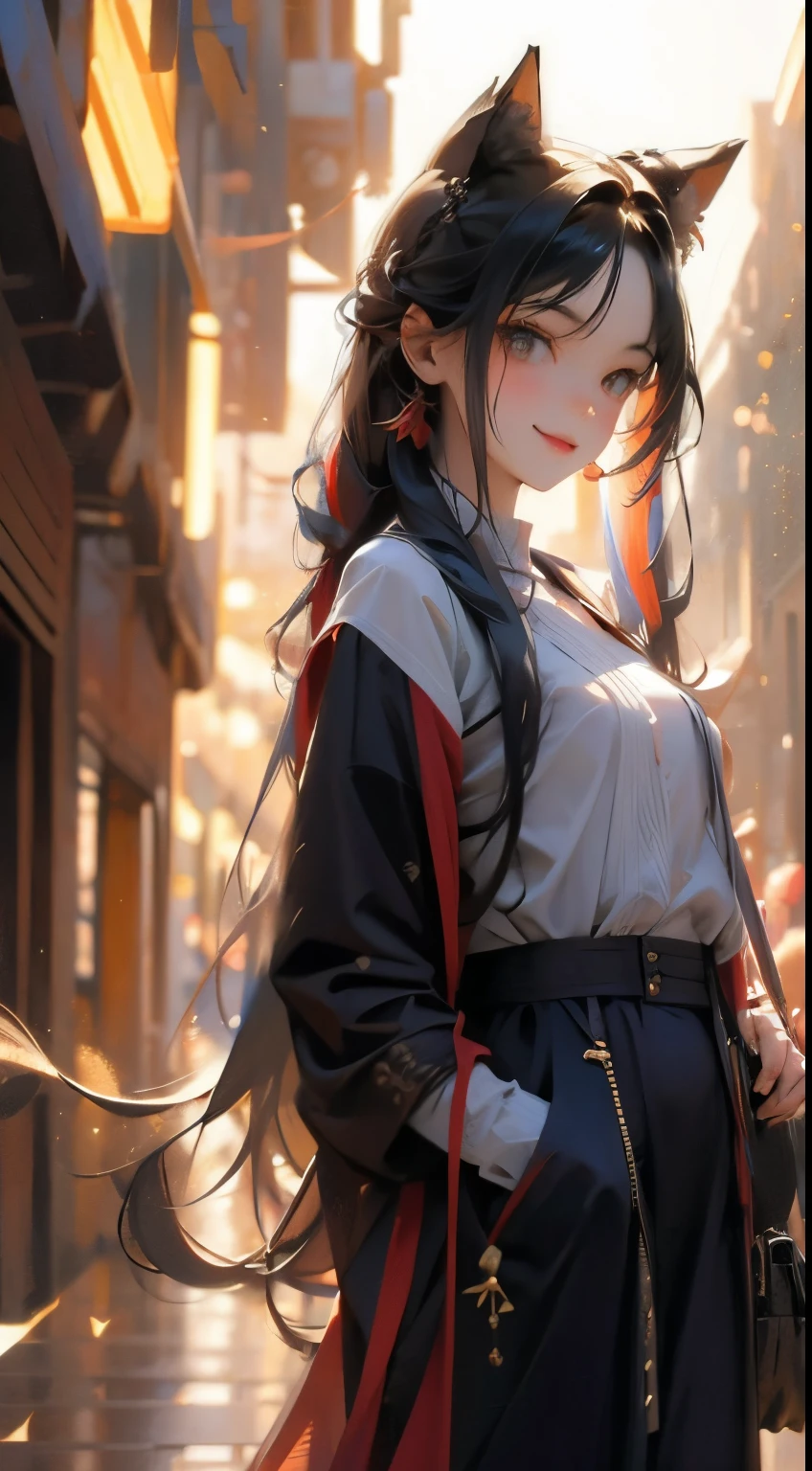 Estilo anime, noite, Sala de estar, Mulher adulta frontal ethinic random, hair multcolor aleathory, sorriso malicioso, walking in streets