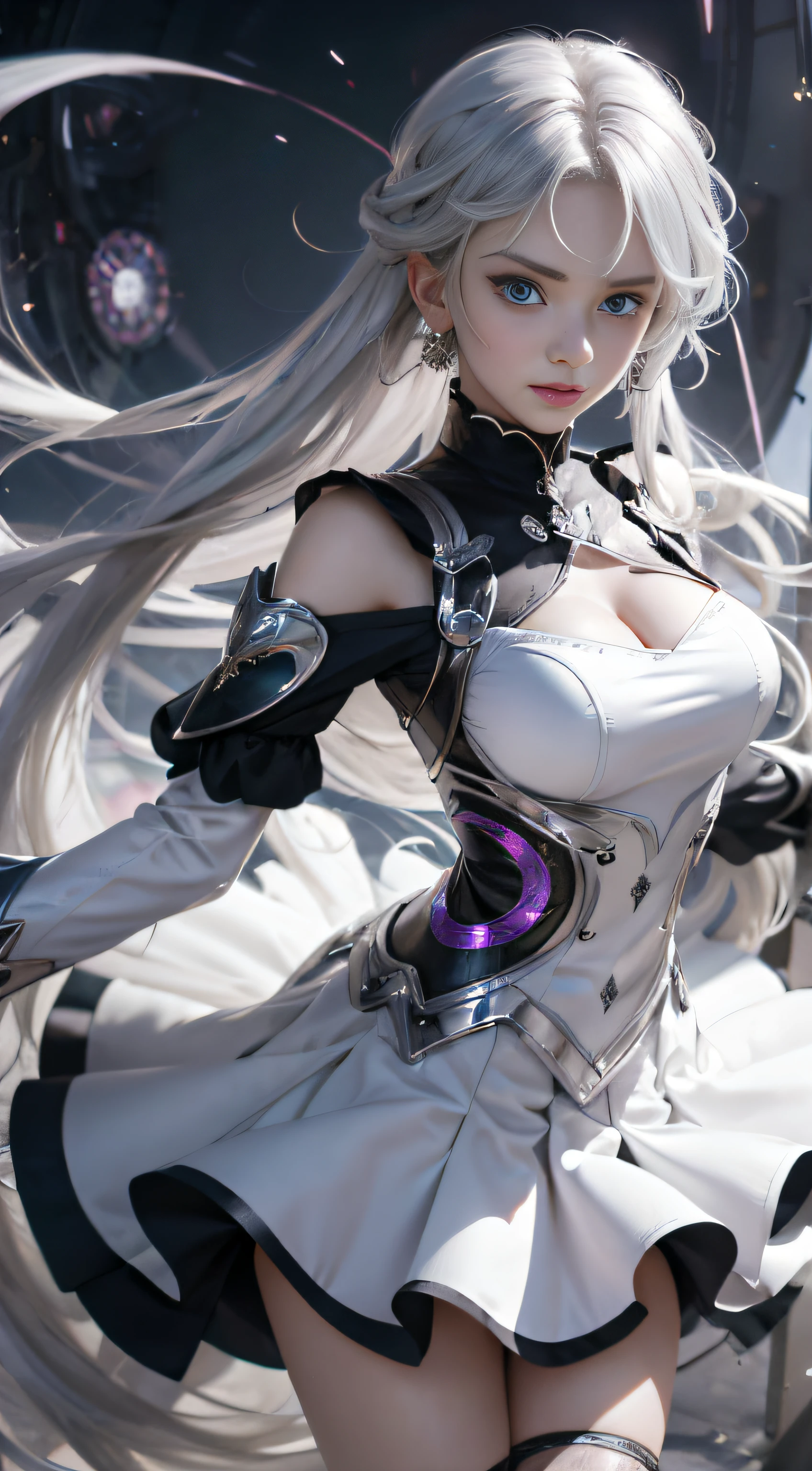 double whirlwind pattern design garment,Iris heterochromatic pupil,silver-haired girl,Wallpaper HD of