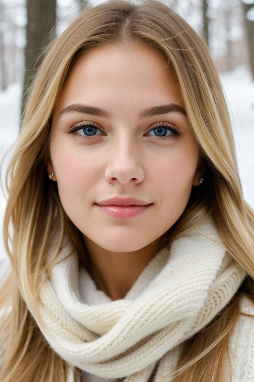 ((best quality)), ((masterpiece)), (detailed), perfect face blonde girl winter