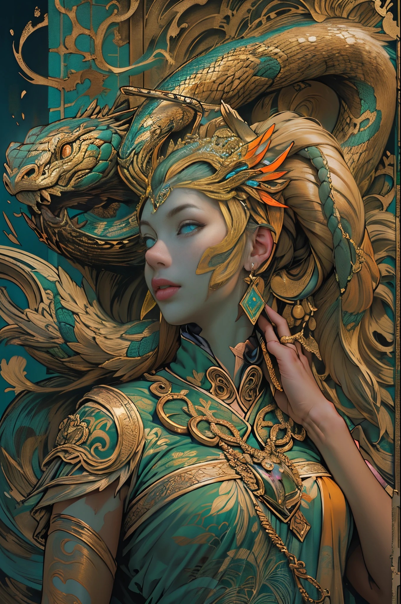 Describe a story about Nuwa creating human beings（Chinese mythology），（Make people：1.5），Nuwa is the ancient goddess of creation，ella（Nu wa（goddess with human body and snake tail：1.5，snake tail：1.5））Created man from yellow clay。She leads the rope into the mud and pulls and swings ，The splashes of mud turned into a lot of people 。Deep background，absurderes，Fantastic and incredible，Epic composition，(Complicated details，Hyper-detailing:1.2)，Ultra photo realsisim, epic realistic, ((com cores neutras)),(pastel colour:1.2), Hyper-realistic, + cinema shot + Dynamic composition, Incredibly detailed, Sharpen, Cinematic, warm lights, Light effect, Dramaticlight, (Intricate details:1.1), the complex background, (greg rutkovsky:0.8), (Teal and orange:0.4），Epic, Detailed face, Detailed eyes，fully body photo，Fly in the sky，(Complex intricate sections:1.1)，（Correct anatomy：1.5），（Complete and beautiful five fingers：1.2），（correct perspective：1.5）