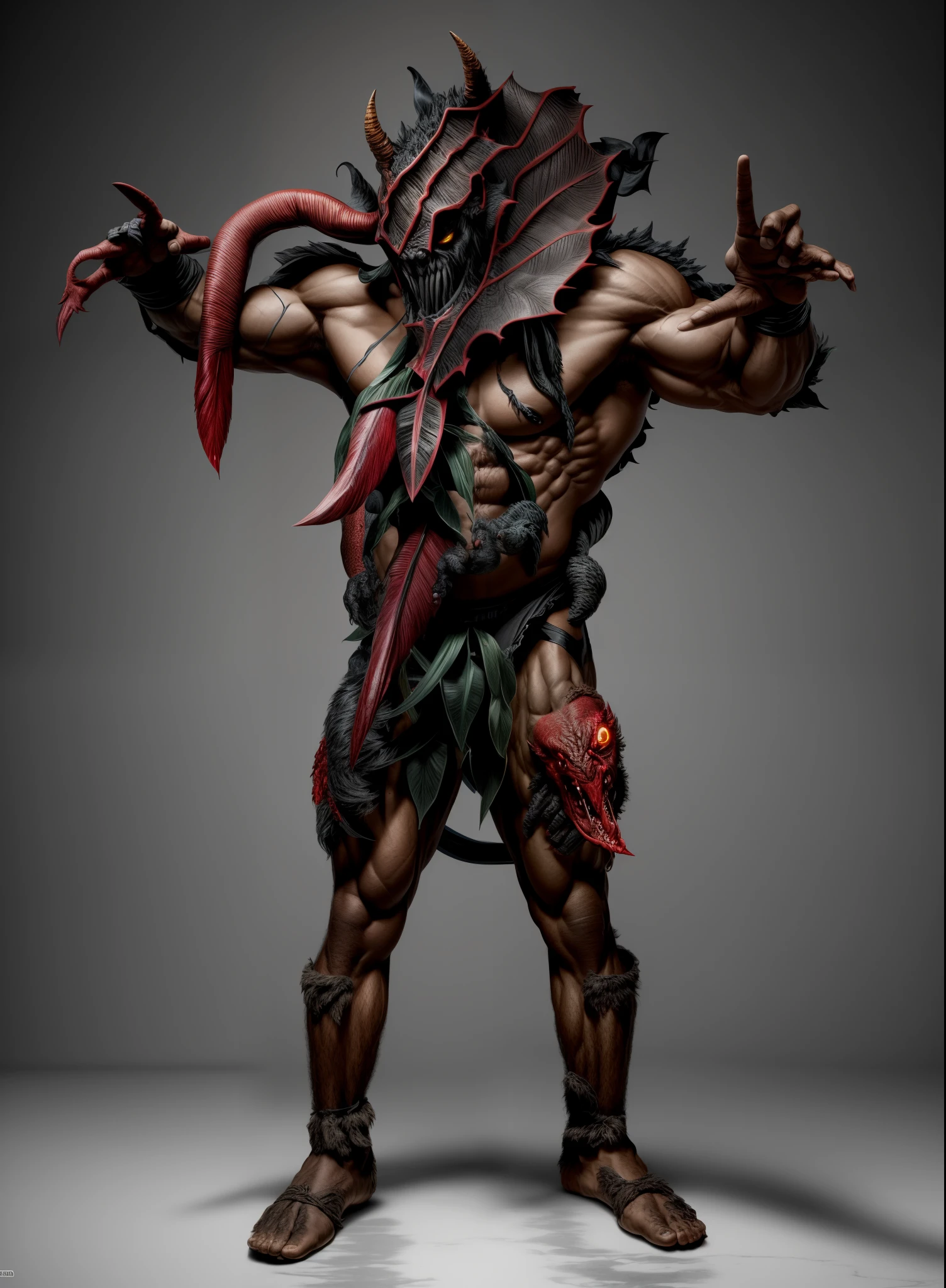 The Monster、plant monster、Bulk、blacks、Bloody、musculature、Birds of prey beast、beast、Bleeding、Bloody、Bloody、Top image quality、​masterpiece、8K、kook、Strongest、Atrocious、The Monster、Murderous ghosts、Force、wrestler、Musculoskeletal augmentation々、musculature、fear face、ogre、black man
