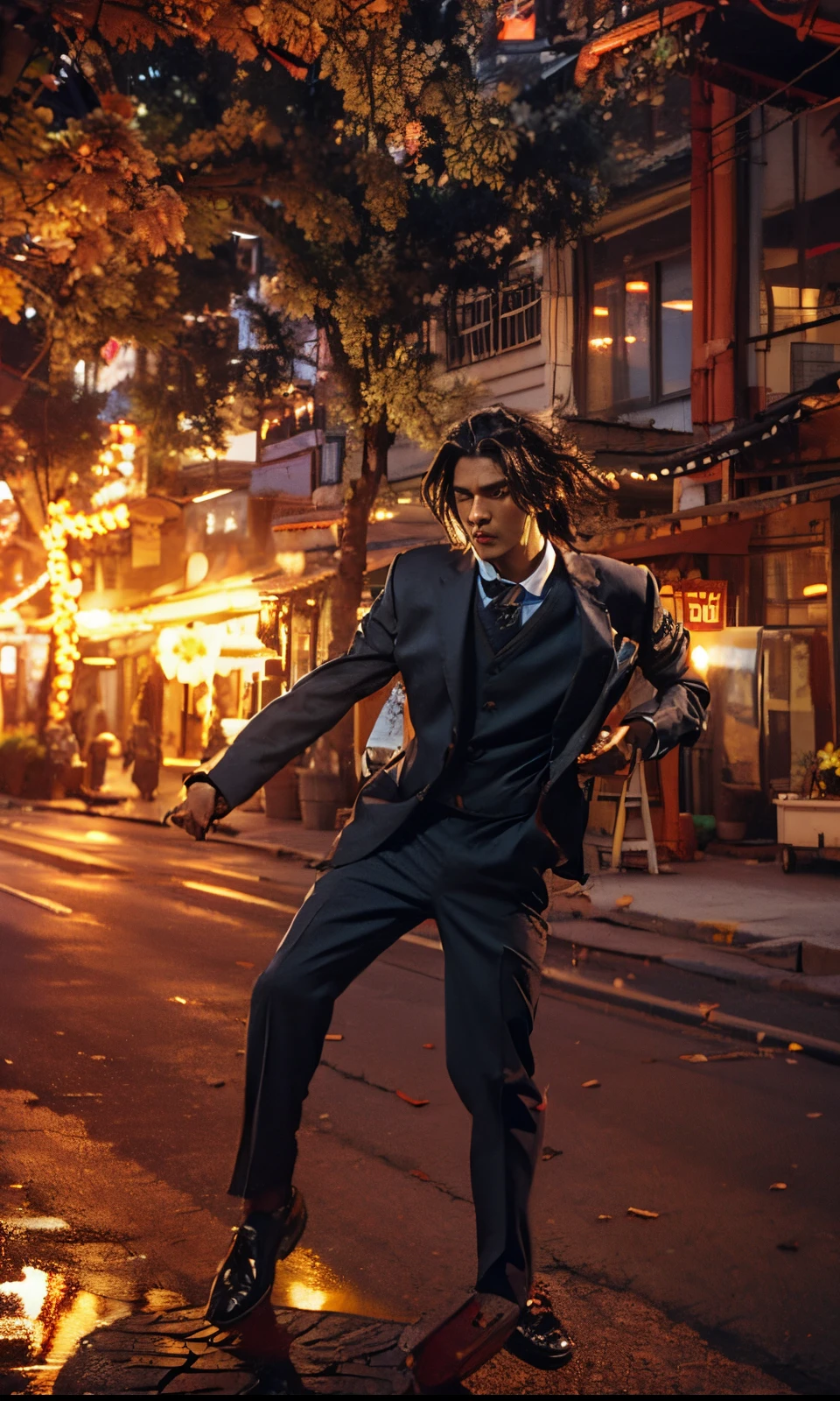 schoolboy，Part your hair in the middle，buisness suit
