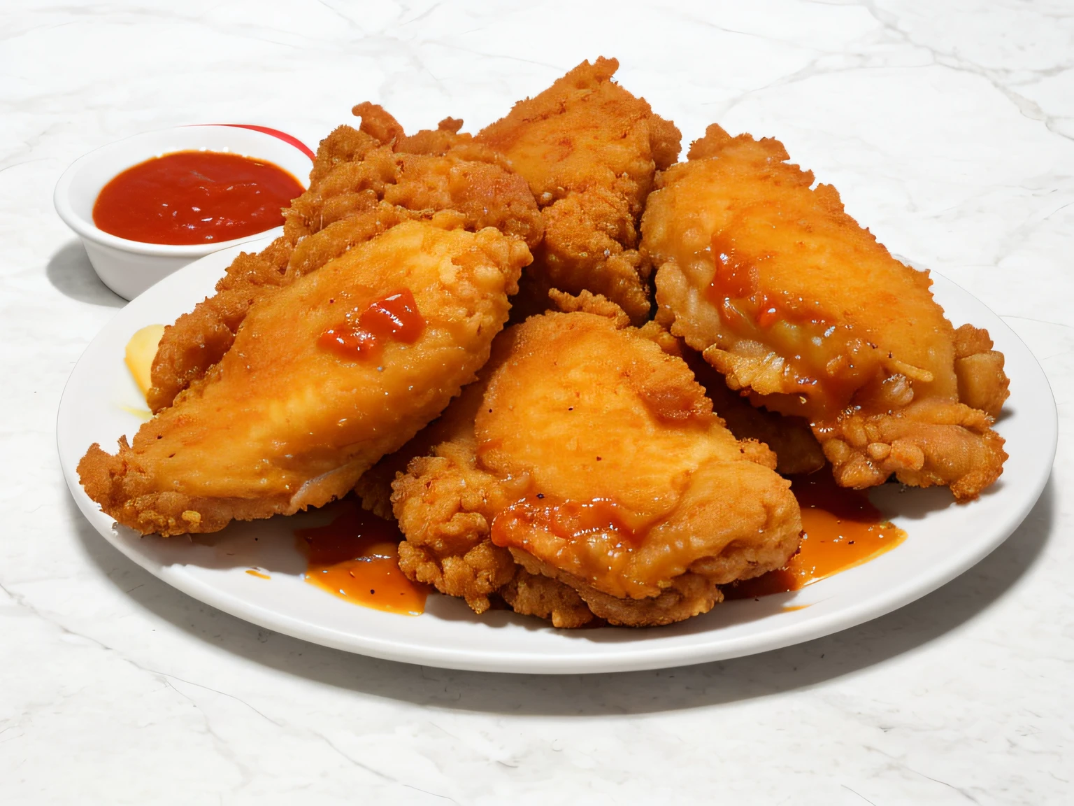 Crispy and delicious, Fried chicken with tomato sauce. Chicken nuggets are fried to golden brown, Just like the famous KFC. Every slice is crispy, big juicy breasts, and full of flavor. wings, divided in half, Texture sharp and crunchy, Similar to real wings. Chicken made with quality Illinois ingredients. It is known for its delicious and crispy qualities. The image of the chicken is reminiscent of a gold nugget. The year 2009 also symbolizes the quality and tradition of this classic dish.