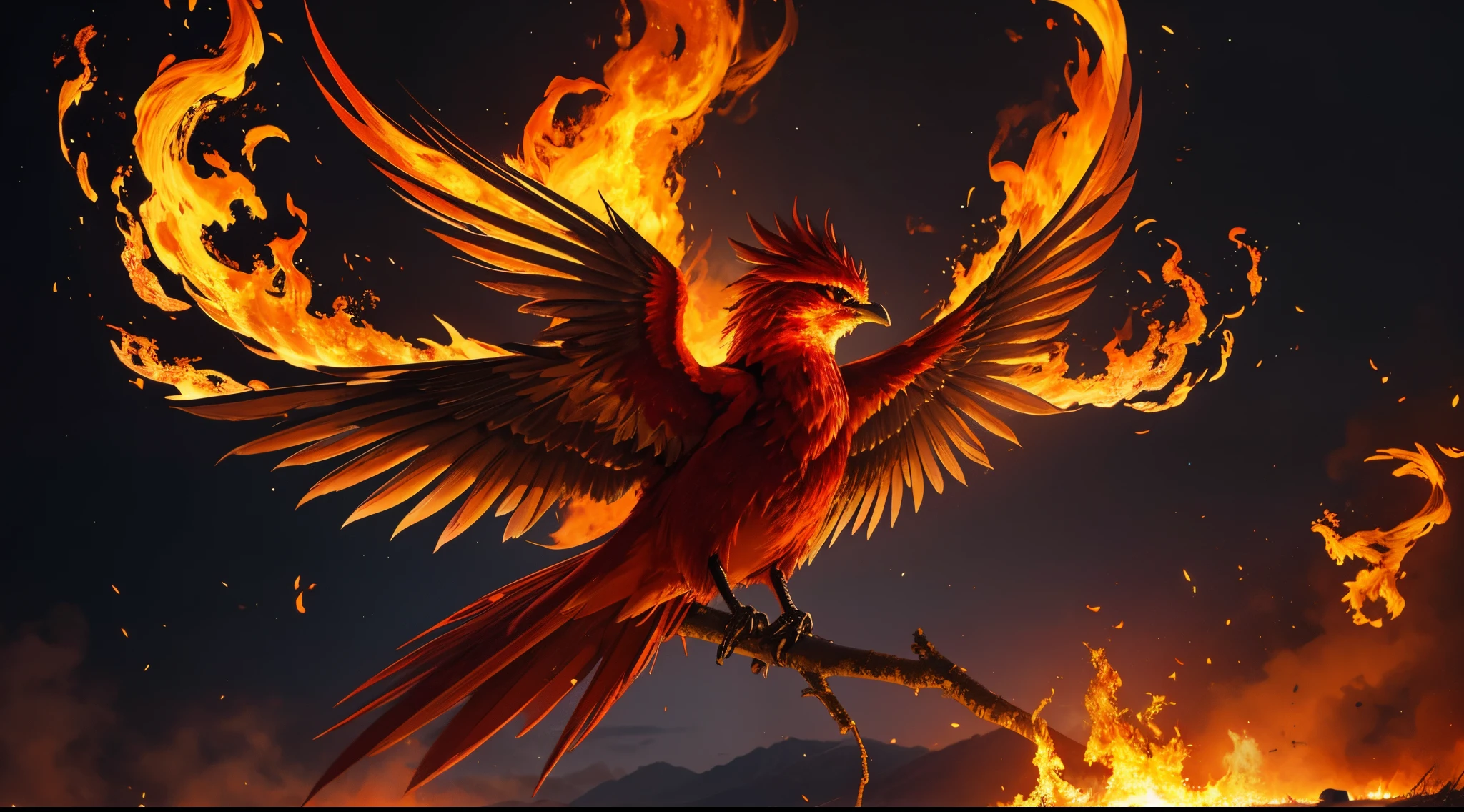 A beautiful firebird whose whole body is completely engulfed in flames appears in Edo, Japan.