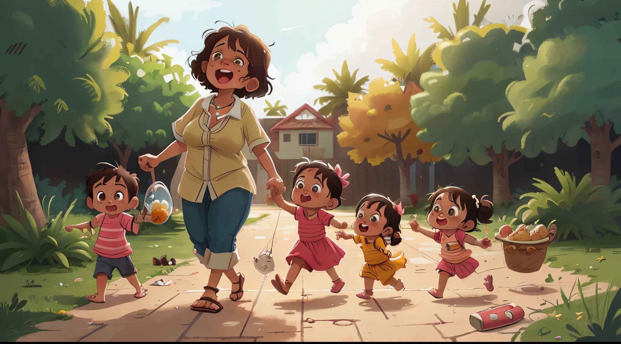 mad dominican mom throwing sandal at her children