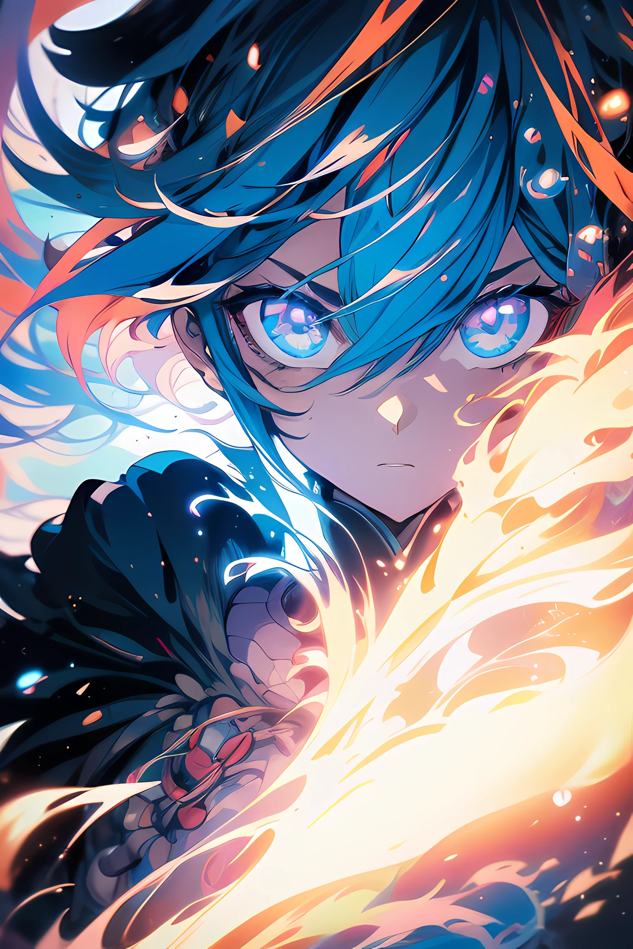 Close-up of a man with a futuristic design on his face, Badass anime 8 K, yugioh art style, 4k anime wallpapers, 4k anime wallpapers, Anime art wallpaper 8k, 4K anime style, Anime art wallpaper 4k, Anime art wallpaper 4k, 4k anime wallpapers, Eugio art, detailed digital anime art, ((tmasterpiece, best qualityer)), (complex light), Perfect hands, Normal fingers, hyper-detailing, vivd colour.