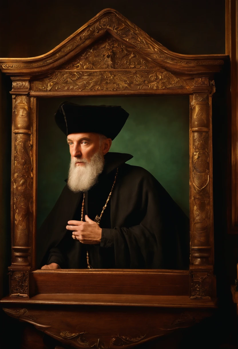 A photo of Nostradamus gazing into a scrying mirror,Les Propheties,nostradamus, male