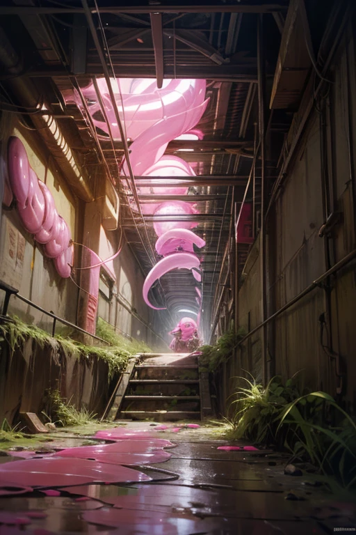 a painting of a snake coming out of a tunnel, a digital rendering, by Jon Coffelt, flickr, digital art, pink slime everywhere, atoms, n 6 4 graphics, organic transistors
