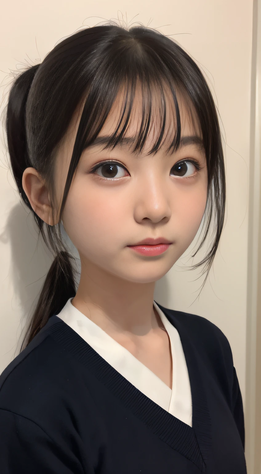 ((top-quality、8K、masterpiece:1.3))、1 Beautiful Japan Girls、Slender beautiful woman:1.3、big eye、poneyTail、Neat and clean girl, Short black hair, a baby f tits、hyperdetailed face、二重まぶた