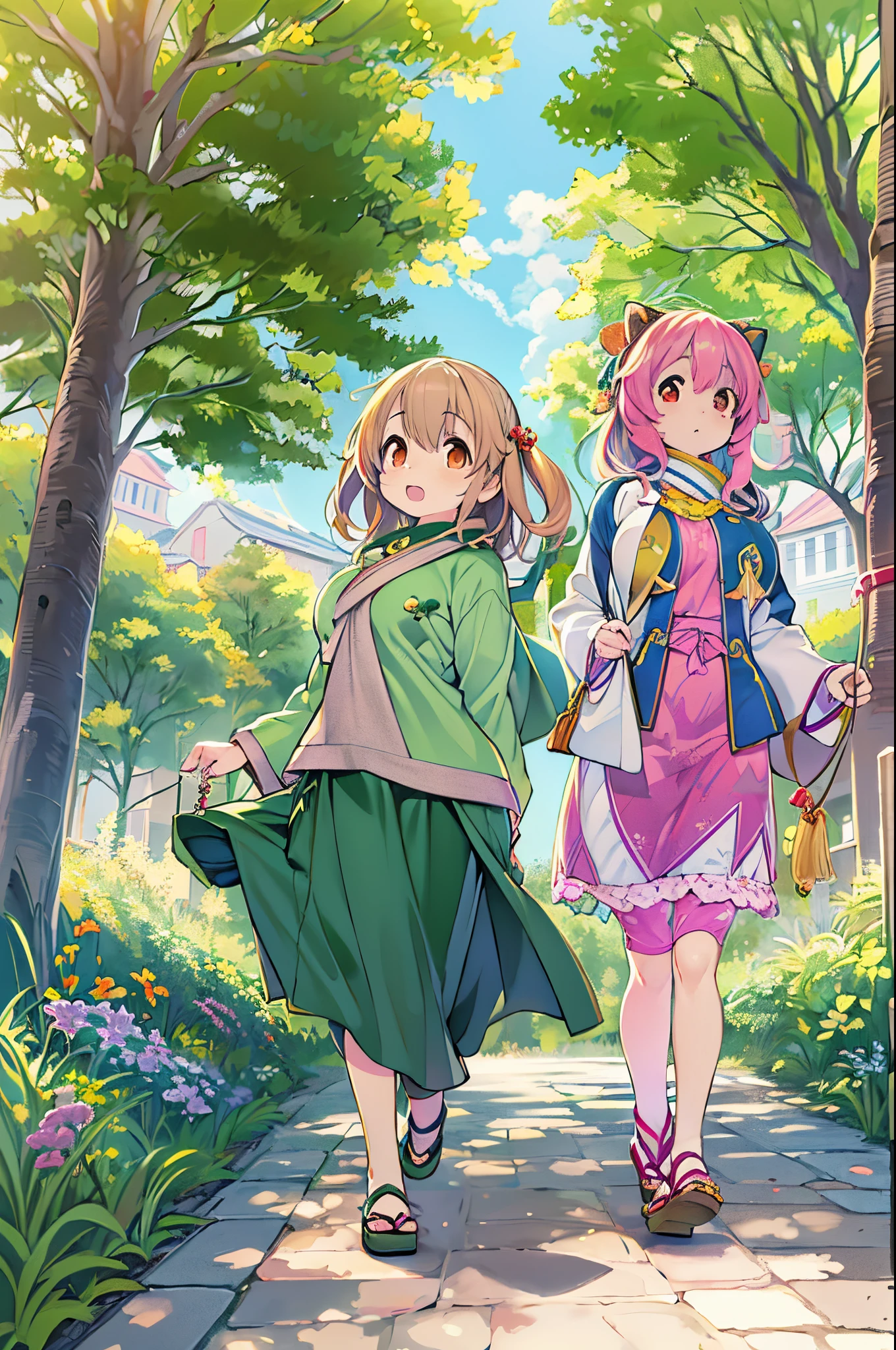 Anime image of two girls walking hand in hand in the park, kyoto animation key visual, kyoto animation anime key visual, kyoto animation still, Shirabii, official anime artwork, in style of kyoto animation, visual novel key visual, Kyoto Animation, Official art, anime key art, official anime still, anime key visual concept art of, slice of life anime