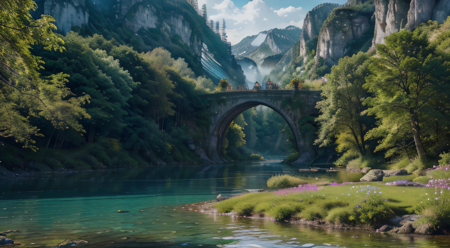 (best quality,4k,8k,highres,masterpiece:1.2),ultra-detailed,(realistic,photorealistic,photo-realistic:1.37),fantasy art,beautiful landscape scenery,colorful,ethereal lighting,mythical creatures,enchanted forest,majestic mountains,vibrant flowers,golden sunlight,magical atmosphere,dreamlike,serene,peaceful,tranquil,enchanted castle,elegant waterfalls,mystical fog,floating islands,sparkling river,pristine lakes,cosmic sky,hidden paths,whispering trees,fairy tale,otherworldly,vivid colors,soft pastels,hazy background,sublime,harmonious,nature's perfection,utopia,organic beauty,surreal elements,transcendent,undulating hills,serenity,awe-inspiring,Narnia-esque