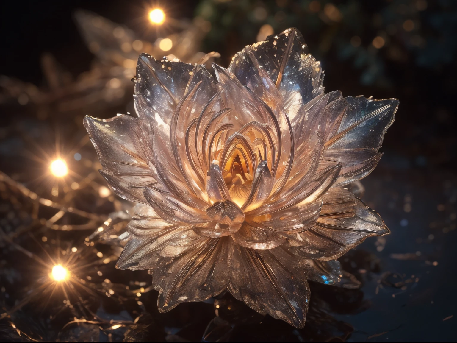 Crystal Lily, Fanciful, intergalactic, cleanness, kirakira, kirakira, Gorgeous, Colorful, amazing photo, dramatic lighting, photorealisim, ultra - detailed, 4K, depth of fields, hight resolution