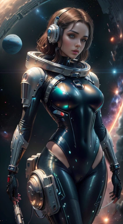 Woman in a spacesuit standing in front of a planet, alto, pernas sexy, pernas longas, pernas sexy, coxas grossas torneadas, seios muito enormes, Artgerm Julie Bell Beeple, seios grandes, arte conceitual digital suave, mulher scifi, Deusa ciborgue no cosmos, inspirado em Marek Okon, cgsociedade inspirada, Obra-prima da CGSOCIETY, mulher bonita no traje espacial, CGsociety - W 1 0 2 4 - N 8 - I, traje espacial futurista