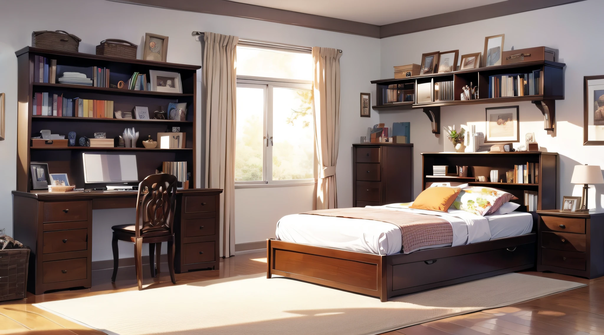 Bedrooms,bunk,book case
