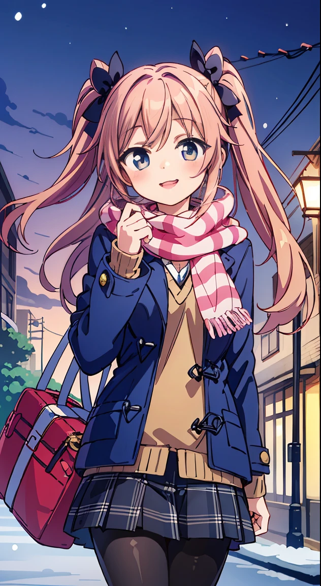 (Cute illustration:1,2),(Absurd realistic structure details),(High resolution complex and detailed text quality),(High-resolution microstructure、High poly 3 boobs boobs boobs D rendering correction),Methods of geometry,Careful explanatory anatomy,
BREAK,



1girl in, (Cute:1.5),(Chibi:0.5),(kawaii:2.0),(Lori:2.0),(7 year old girl),(Solo:1.65),BREAK, (flat chest:1.2,), Clear skin, Beautiful skin, Shy, One Beautiful Girl,(Hair Bow, reddish brown hair, Twin-tailed:1.2), (Brown eyes, long eyelashes, Double eyelids: 1.2), Shiny skin, gleaming skin,Clear skin, Beautiful skin,( A smile:1.5), Solo,gleaming skin, Clear skin, Beautiful skin(best quality face),(Top quality glowing eyes),  (The best smile,Doya face:1.45), Blake is Blake (dark navy theme:1.3), (Wear a dark blue duffel coat over your school uniform、Only the hem of the skirt is exposed:1.4), (Black and white plaid pleated skirt:1.1), ((Dark brown pantyhose, lowfers):1.2), 
BREAK (Pink Theme:1.3), (pink plaid knit scarf:1.4),


BREAK,(day), a closed mouth,(architecture, building, Choker, city, Cityscape, Outdoors, building, city,lamp post, Power lines, scarf, skyporn, Snow, Solo, utility pole, Winters:1.55), Waterfall,depth of fields,

 BREAK,wakame,wakame,wakame,(Cowboy Shot:1.4), 

BREAK,(Blurry background:1.3),(absurderes, hight resolution, Super Detail Art),cel shading,Clear Color, Lonely optical effect, Beautiful pictures, Bright glow, mystic atmosphere,(Close-up of girl:1.1), Mystical light particle effect,manga influence, clean line drawings,