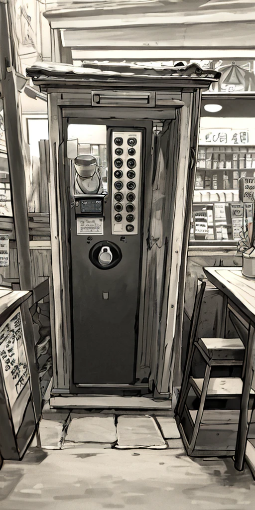 An old telephone booth in India at a busy marketplace