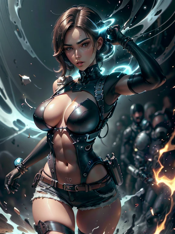 (Nova Iorque: 1.3), (quadrado do tempo), (piece of master,
best quality: 1.2)(Zumbis no fundo: 1.2), Alice Resident Evil, 1 girl, somente, cabelos longos, seios, sorrir, seios grandes, brown hair, olhos azuis, Oeste, cabelo grande, blonde hair,
cabelos claros, separated-lips, traje, Cabelos em dois tons, jaqueta aberta, outlined lips, Bodysuit preto, umbigo coberto, maquiagem, musculoso, headband, Abs, pele apertada, roupas pretas apertadas, muscular female, franja tingida,
Bodysuit preto, Fato de corpo inteiro, (shorts e cinto de couro: 1.5), (Arma Big Tech: 1.3), Olhando para o Viewer, (middle boobs: 1.3),
(seios pendurados: 1.3), (seios cheios: 1.3), (realismo: 1.5), (Realisitc: 1.4), (Absurdidade: 1.4), 8k, ultra-detalhado, Mulher bonita detalhada, (somente: 1.4), 1girl, (Visualizador voltado para:1.2),