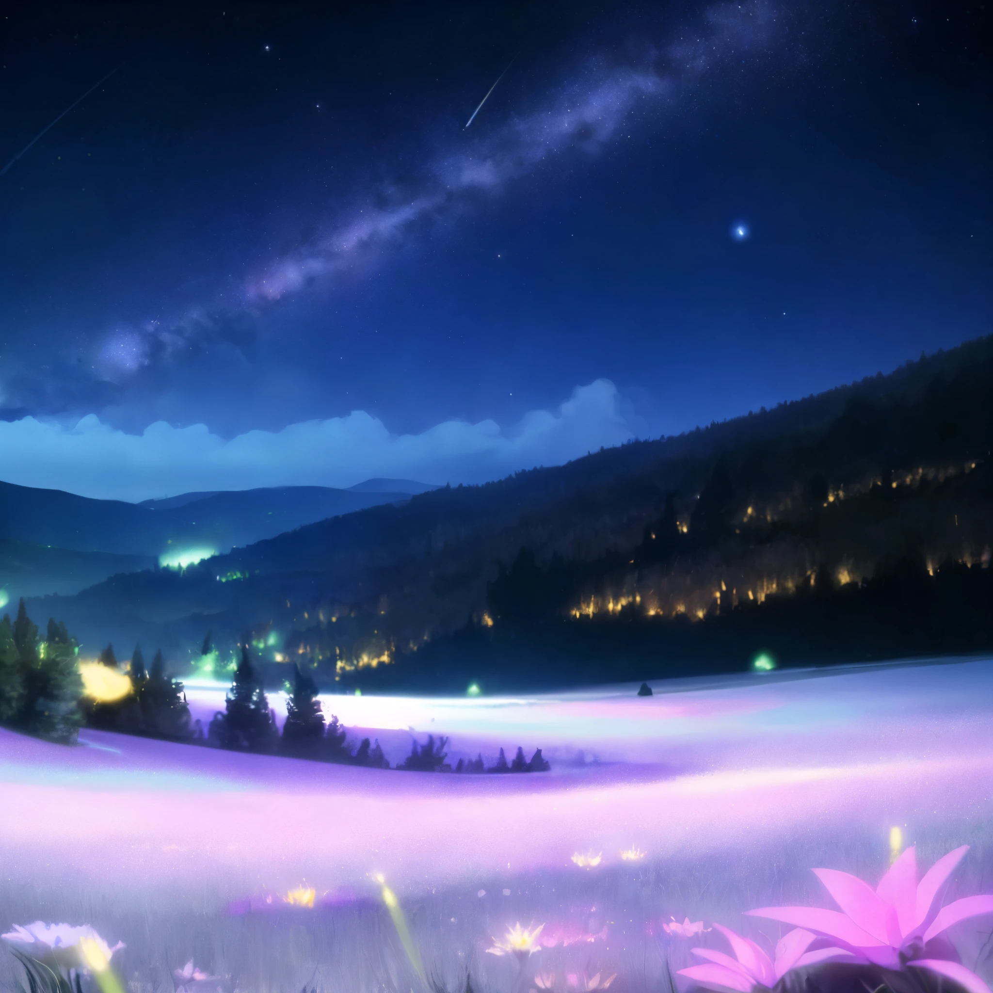 meteor shower,Fluorescent flowers,glowworm