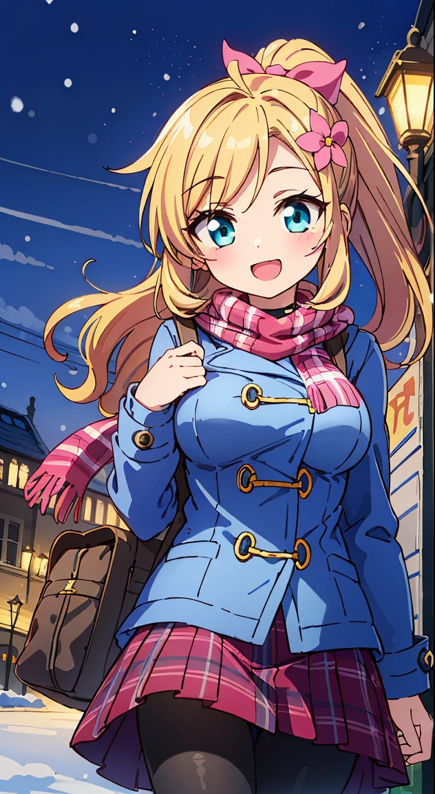 (Cute illustration:1,2),(Absurd realistic structure details),(High resolution complex and detailed text quality),(High-resolution microstructure、High poly 3 boobs boobs D rendering correction),Methods of geometry,Careful explanatory anatomy,
BREAK,



1 beautiful girl, girl with, (Cute:1.5),(Chibi:0.5),(kawaii:2.0),(Lori:2.0),(12 year old girl),(large full breasts:1.65),(Ahoge,High Ponytail,Blonde hair, blue bow, Green eyes,eyebrows visible through hair,side locks,Parted bangs,Long hair, Hair Flower, Hair Ornament, Big ribbon in the hair, Curly hair,Bow:1.4),:D,(Angel,White feathers, one white winged, Angel wings,Spread wings, Glowing wings),pitt \(??? Icarus\),gleaming skin, Clear skin, shining beautiful skin, Open mouth,Smile, Solo, tusk, Upper teeth,(long eyelashes, Double eyelids:1.2),Solo,gleaming skin, Clear skin, Beautiful skin,(best quality face),(Top quality glowing eyes),(The best smile,Doya face:1.45),BREAK, (dark navy theme:1.3), (Please wear a navy blue duffel coat over your school uniform.、Only the hem of the skirt is exposed:1.4), (Black and white plaid pleated skirt:1.1), ((Dark brown pantyhose, lowfers):1.2), 
BREAK (Pink Theme:1.3), (pink plaid knit scarf:1.4),


BREAK,(day), a closed mouth,(architecture, building, Choker, city, Cityscape, Outdoors, building, city,lamp post, Power lines, scarf, skyporn, Snow, Solo, utility pole, Winters:1.55), Waterfall,depth of fields,

 BREAK,wakame,wakame,wakame,(Cowboy Shot:1.4), 

BREAK,(Blurry background:1.3),(absurderes, hight resolution, Super Detail Art),cel shading,Clear Color, Lonely optical effect, Beautiful pictures, Bright glow, mystic atmosphere,(Close-up of girl:1.1), Mystical light particle effect,manga influence, clean line drawings,