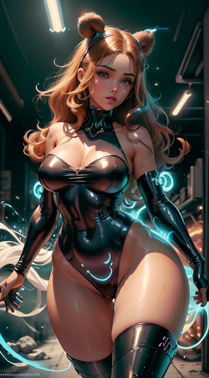 delicate face, 20-year-old kpop idol cyborg girl, dark(sheer high leg cut leotard), Chest opening, {{angled bob}}, (big breasts:1.25), (mechanical joint), bangs, attractive curves, mid pelvis, seaside, standing posture, beach, glowing skin, ((puffyareolas)), (standing), dynamic pose, spread legs, (camel toe, cameltoe, vulvashaped:1.275), cyberpunk, sci-fi, (upper body:1.275), (8k, RAW photo, best quality, masterpiece: 1.47), (nsfw:1.275)