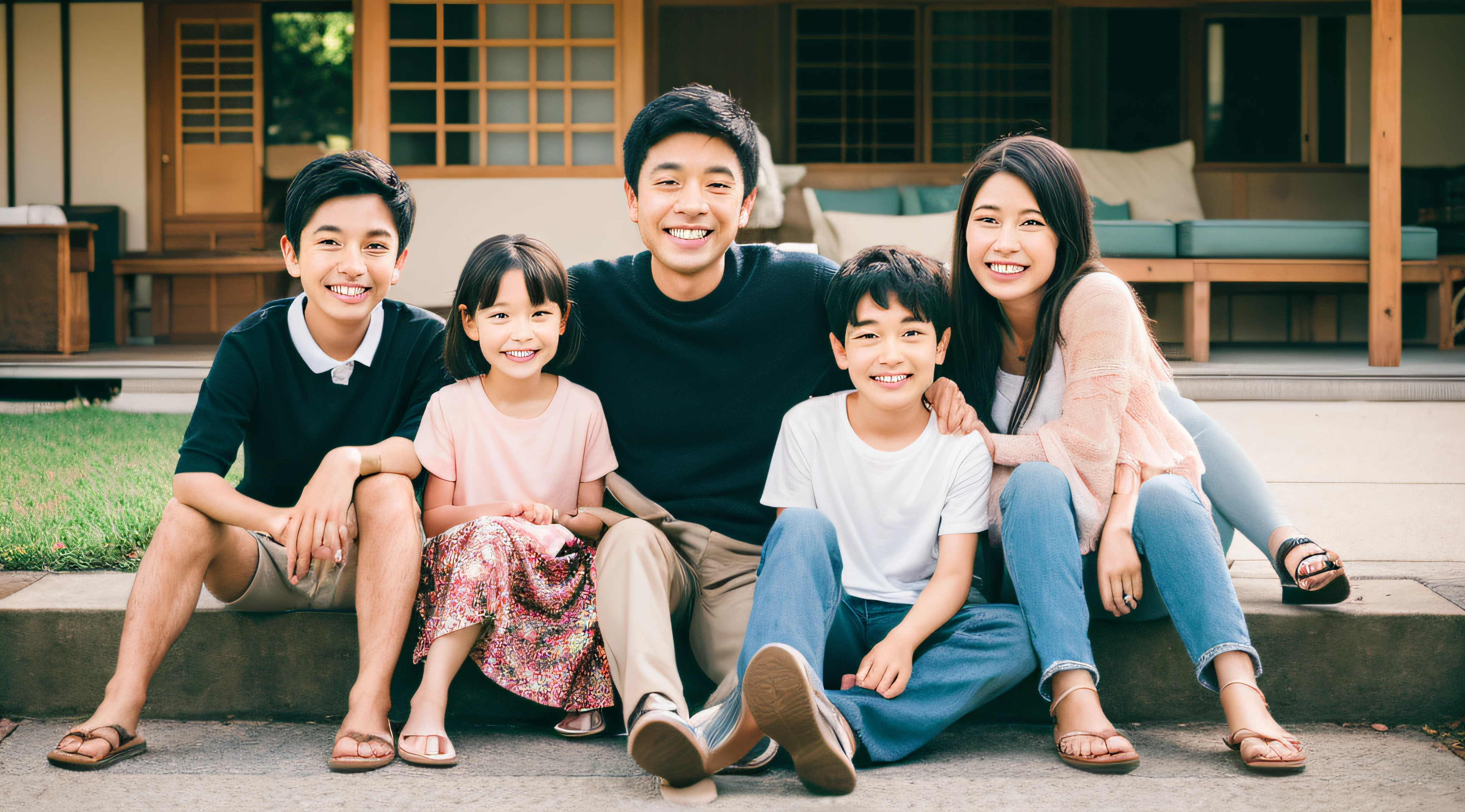 Family Photography japanes sofas Smile