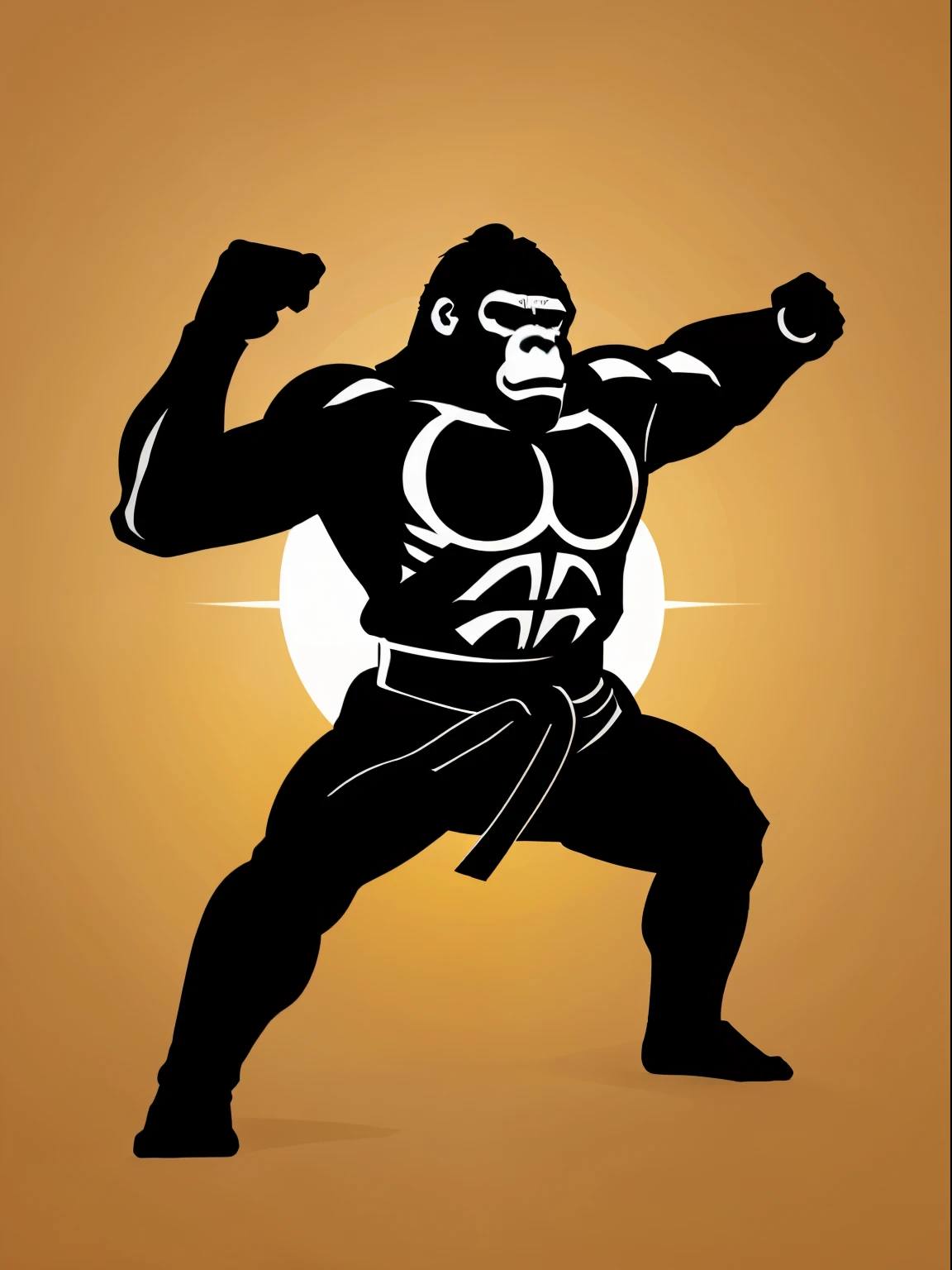 logo, vector logo, gorilla, anime inspired, martial arts