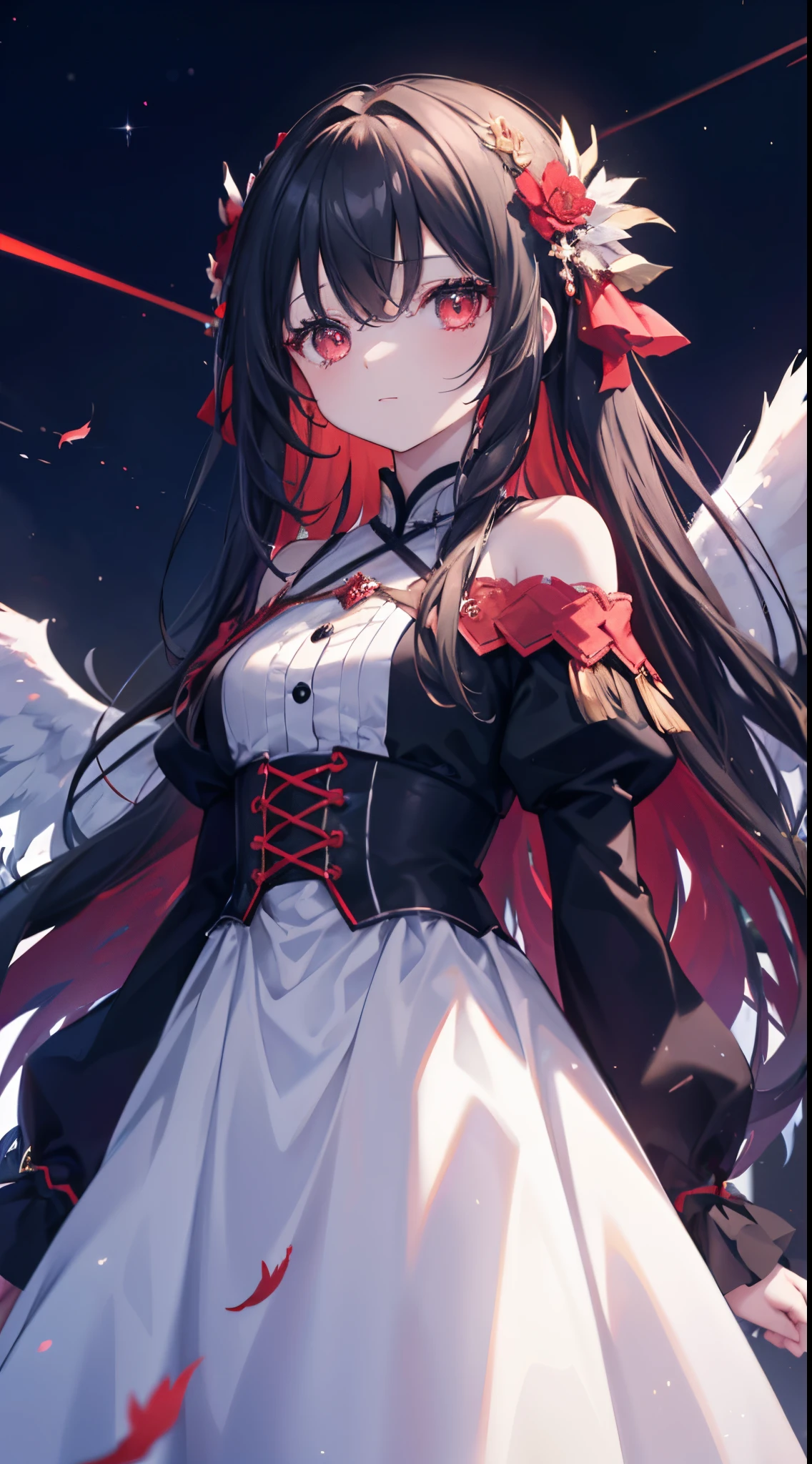 The angel who fell into darkness、Wearing a dress based on red and black、It had black feathers and a red glow。
She fell from the heavens,、Decided to live in the human world。
She、Do the best good you can in this world.、a person々He decided to save the day。
Her beauty is、It was a reflection of the power of light that she possessed。
Her dress is、It shines like a shining star in the night sky.、a person々was fascinated by。
Her feathers are、Possessed the power of light and darkness。
She、a person々Saving the hearts of、To save the world、I was prepared to risk my life。