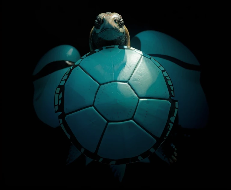 Turtles and tortoises，The background is the sea，liberta，animals of future world