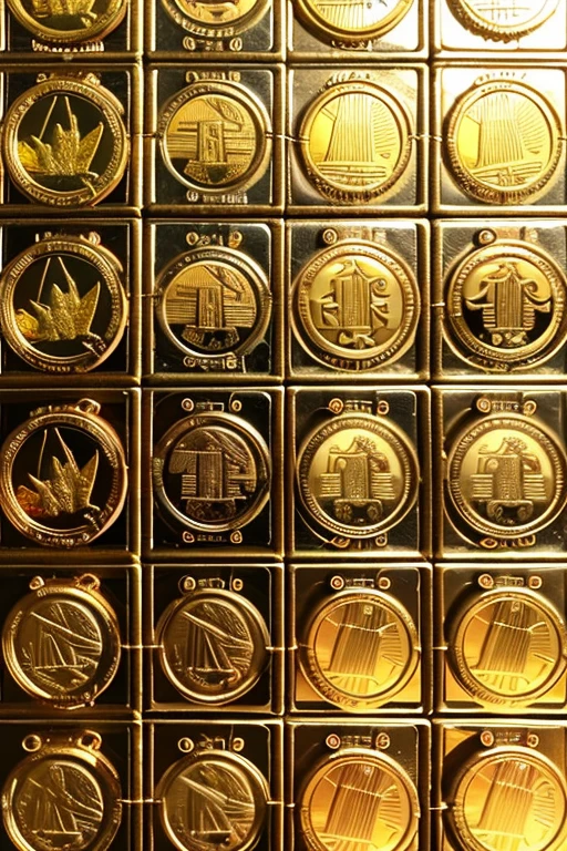 money、Cryptocurrencies、investment、Simple background reflection function、light and hope、Dreams、mirai、Deities、water and wind、There are no people、Landscape only、5 rows of gold coins stacked from the left、6 layer gold coin、7 rows of gold coins arranged in order