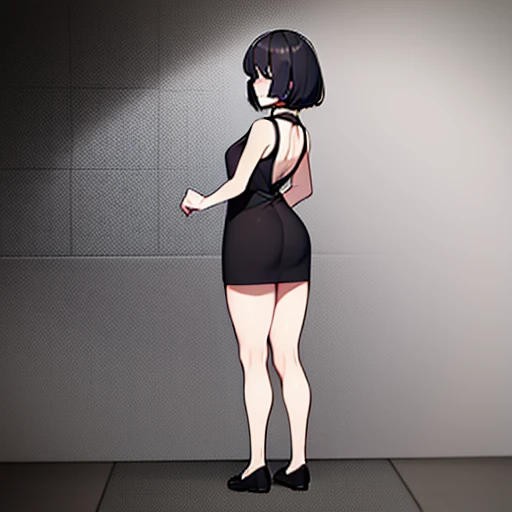 Human Female , big butt, short dress , short hair, Shoes , Full body