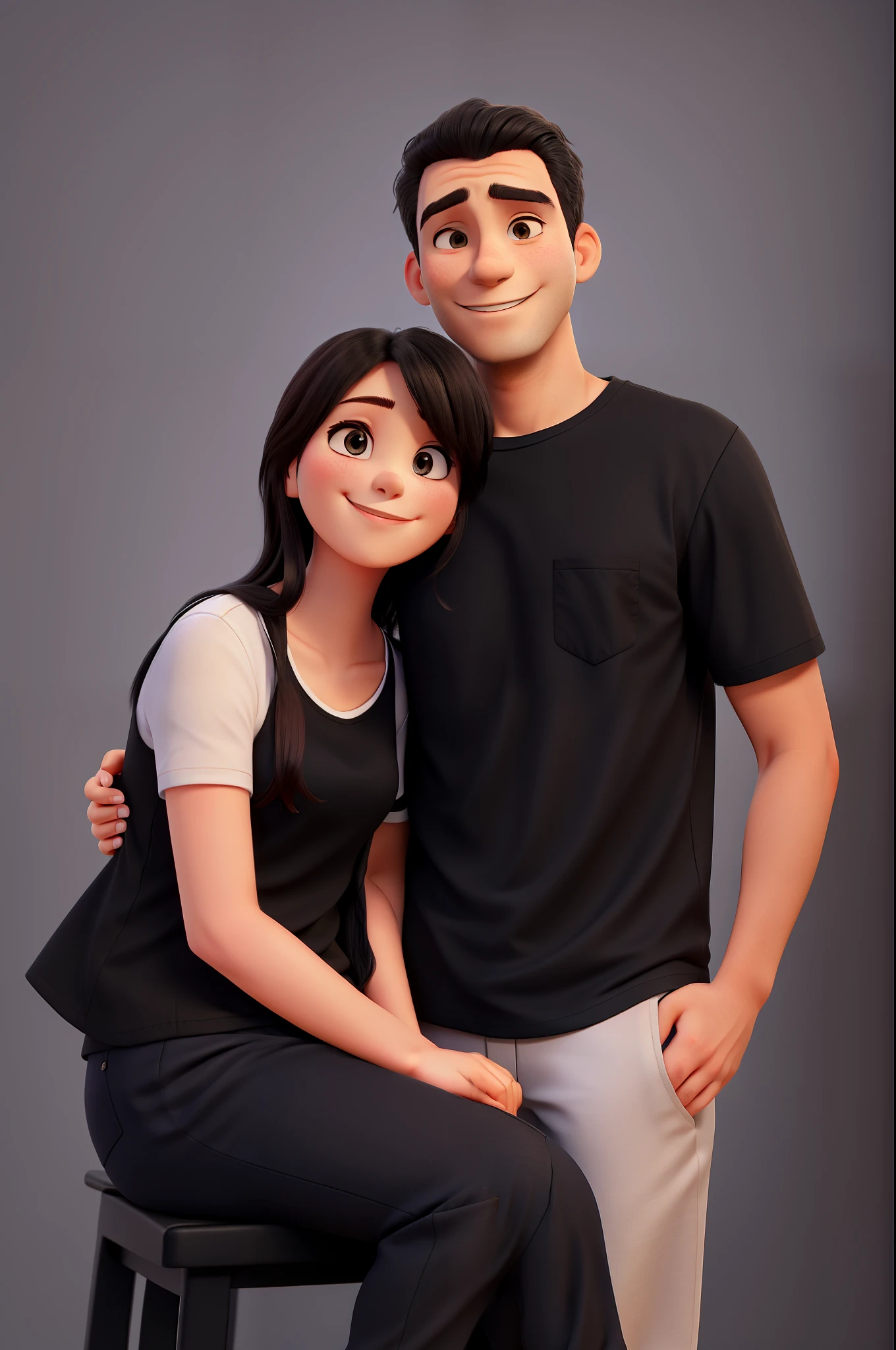 Couples in black shirt smiling shyly