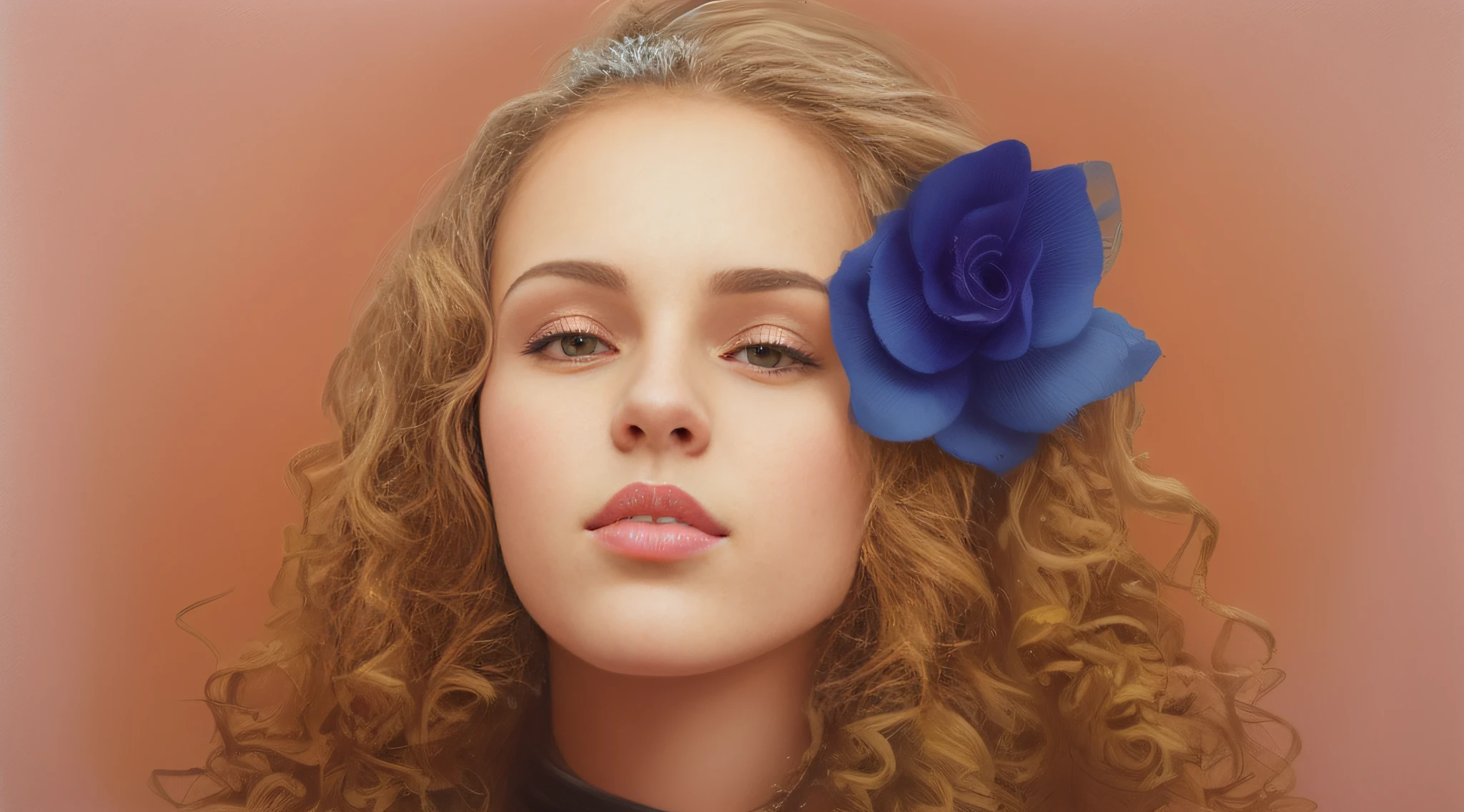 there is a young girl with curly hair blowing a kiss, menina com um rosto de flor, seu rosto emoldurado com cachos, inspirado em Antonio Ciseri, retrato detalhado, girl with a flower head, flor em seu cabelo, Rapariga, inspirado em Victor Nizovtsev, Directed by: Jennifer Janesko, Retrato caprichoso, flower child, digital pencil painting, arte digital detalhada