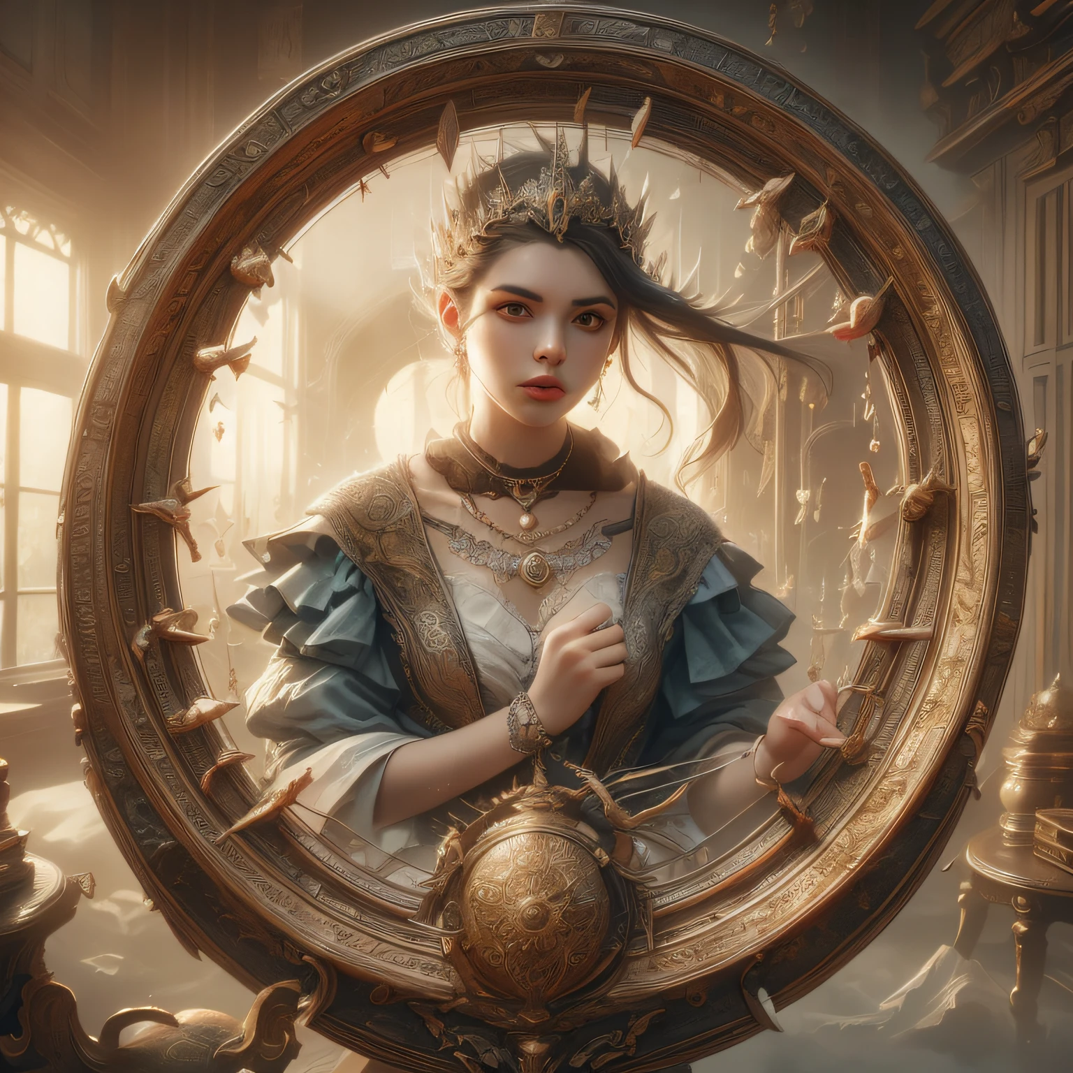 magic circle door,detailed background, Depth of Field, volumetric light, crisp focus, Absurd, Realistic , (Realistic, hyperrealistic:1.4), HDR 16K,
