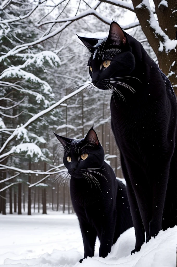 Cat,New snow,First snow,black cat,gazing into distance