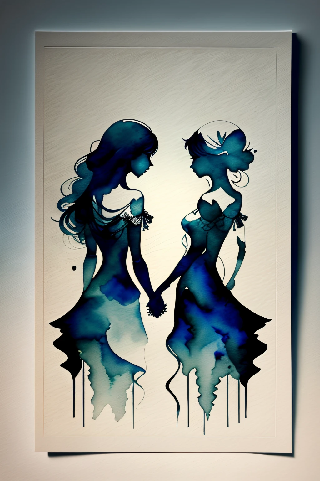 handshake, monochromes, Watercolor art, Beautiful and delicate, Design drawings, art by, The 8k quality, masutepiece, Fantastical, Beautuful Women,