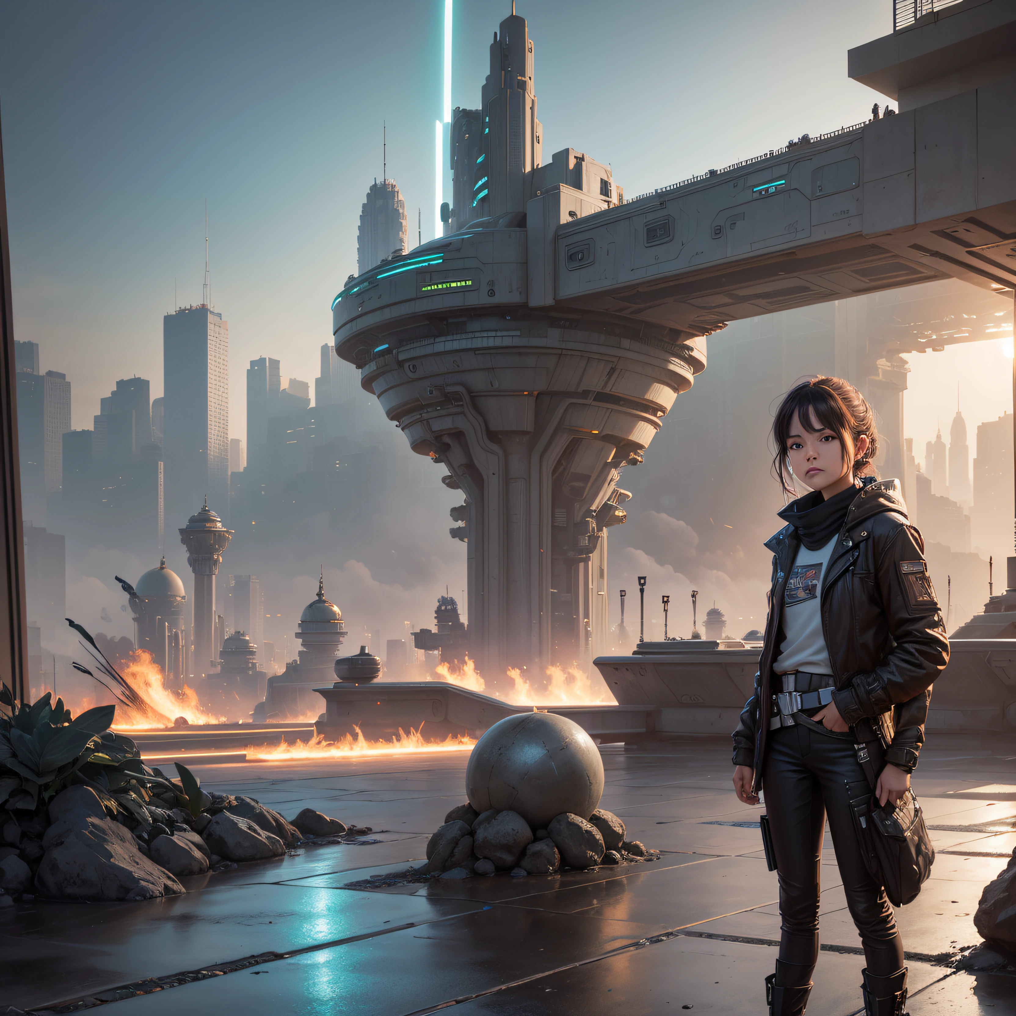 (The city of Coruscant from Star Wars as designed by Doug Chiang), futuristic fantasy city with immense buildings of technological design (que forman una avenida infinita), edificios compactor no difuminados con aspecto metalico, luces en ventanas en edificios, iluminacion diurna con sol, con estructuras acristaladas espectaculares, (con colores vivos). pavimento ensolado (sin brillo). gente paseando. imagen bien definida con muchos edificios juntos. imagen nitida bien definida 8k. los edificios llegan alta el fondo.,8k. imagen cinematografica