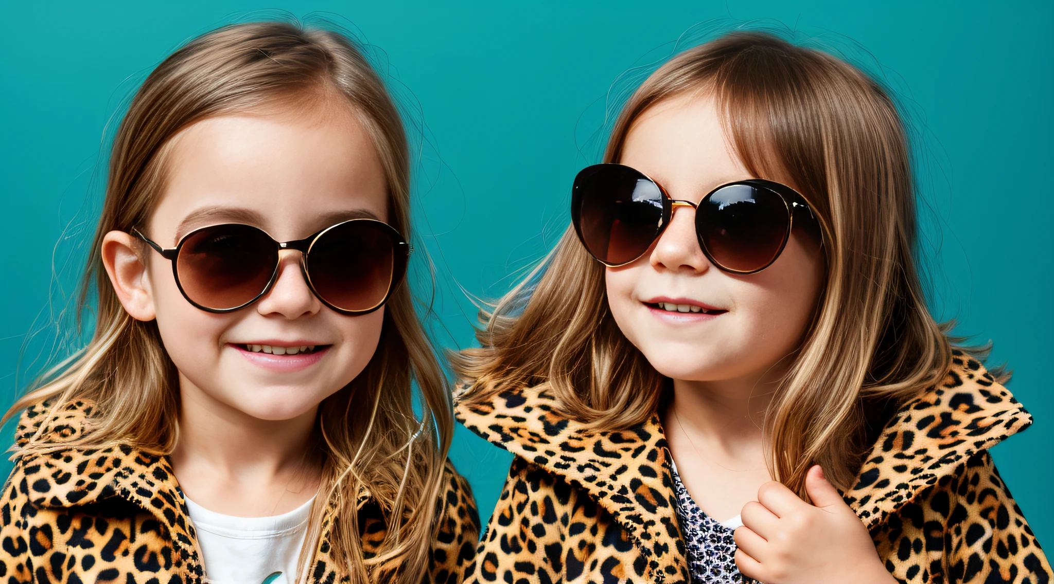 masterpiece, best quality, realistic, girl child hair BLONDE in bun and sunglasses, long hair, black fur coat, broad shoulders, small head, upper body, (white background: 1.3), mouth closed.