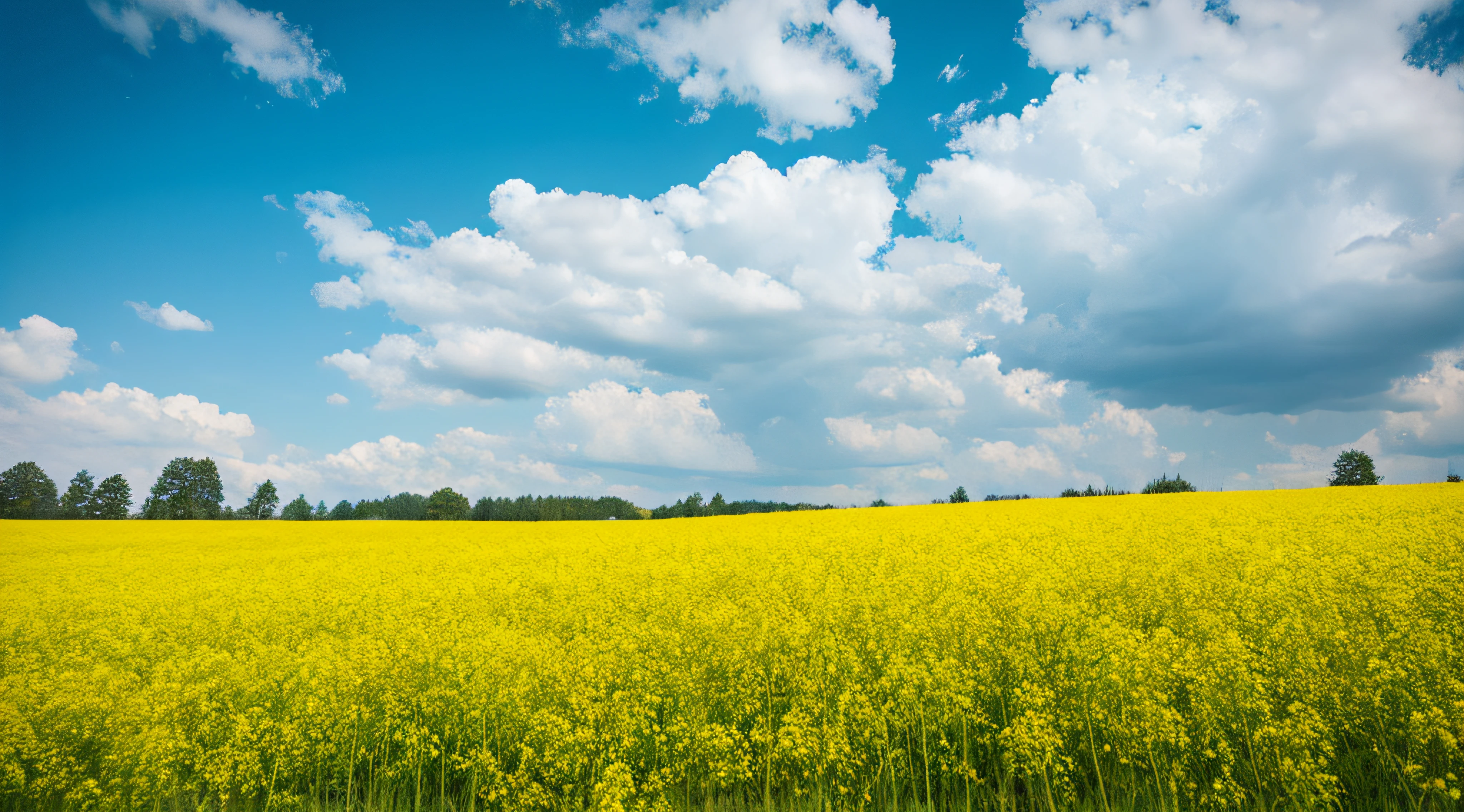 Rapeseed flower field and sky