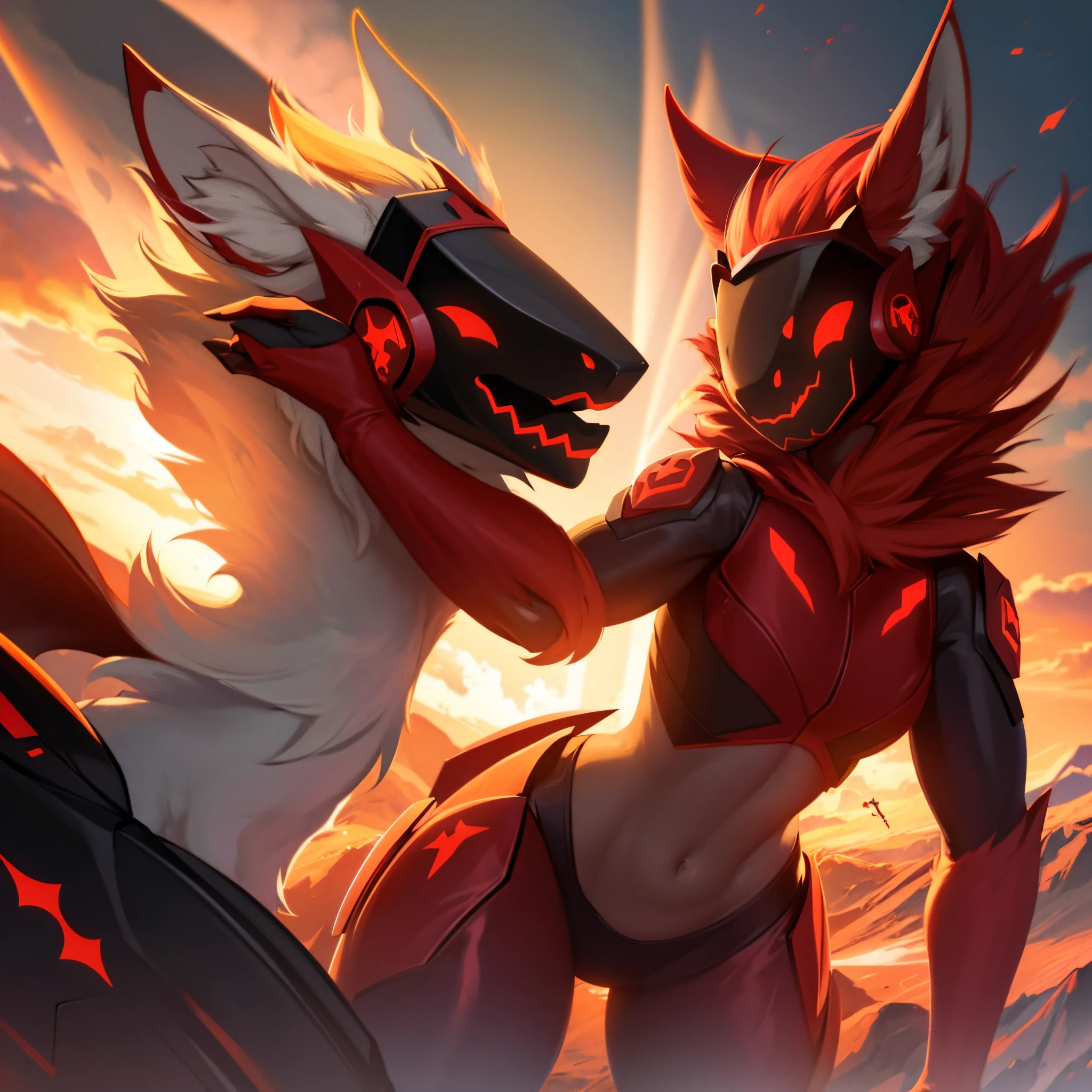 (Masterpiece, high quality, anthro male gryphon, avian), cum inside, holding partner, gold fur, two tone, breeding, confident, athletic build, (avian legs), standing in forest pond, (large balls, excessive cum)