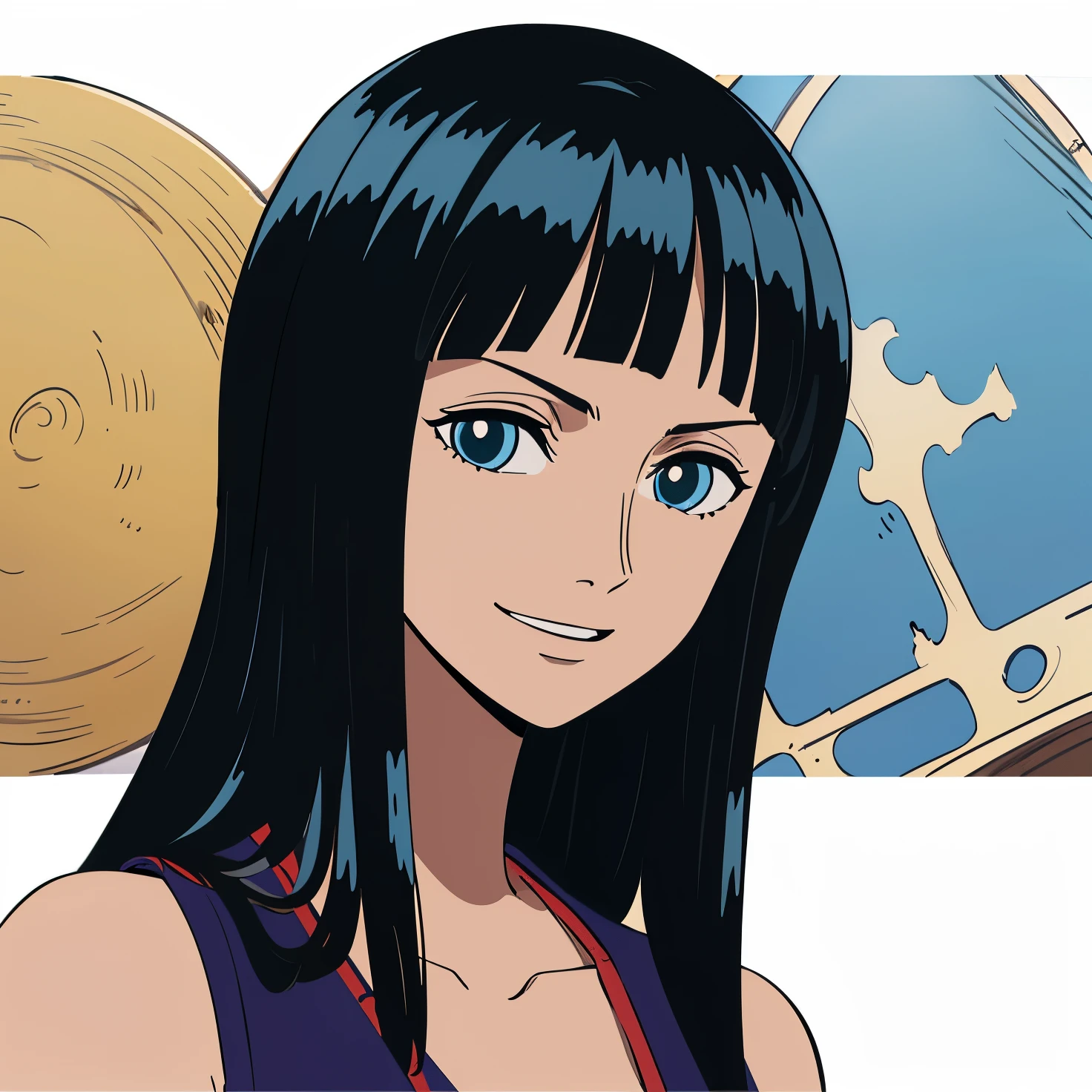 Nico Robin, clean dash, artistic work, one piece, arte linda, mulher sedutora, Arte de Eichiiro Oda, detailed cenary, ((Arte minimalista)), papel de parede, (olhar sereno, olhar feliz, sorrindo com boca fechada, seduzindo), corpo feminino perfeito, corpo pouco cheio, middle boobs, ((arte perfeita, rosto perfeito, rosto detalhado, olhos bonitos))