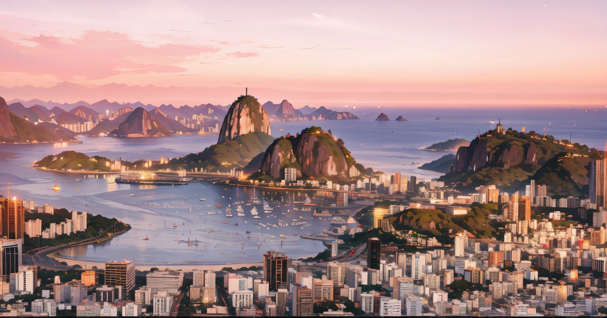 Starry Sky, Expansive landscape photograph from Rio de Janeiro, Brazil,(a view from below that shows sky above and open field below), (full moon:1.2), ( shooting stars:0.9), (nebula:1.3)