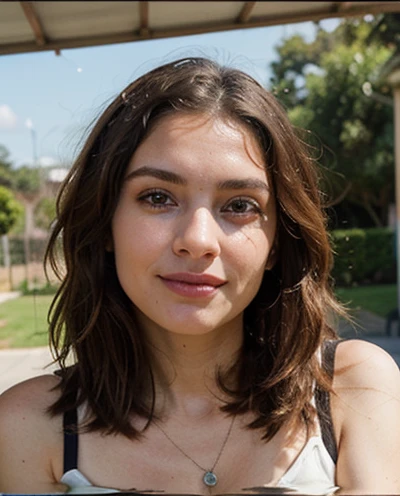 Gere uma imagem realista de uma jovem exploradora digital Ela tem 25 anos, tem olhos castanhos expressivos e cabelos pretos com brilho natural (((cabelo um pouco abaixo do ombro))). Its appearance is vibrant and authentic, reflecting a mix of curiosity (((foto do ombro pra cima centralizada))) ((ela esta olhando para frente e a foto esta pegando seu rosto lateral)) (((foto totalmente lateral)))