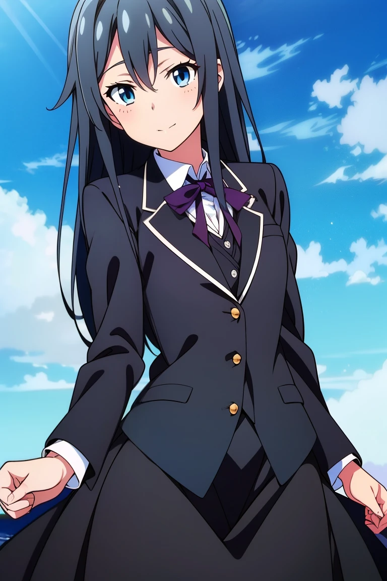 yukinoshita yukino wears tuxedo, colored, anime style, beautiful detailed b;ue eyes