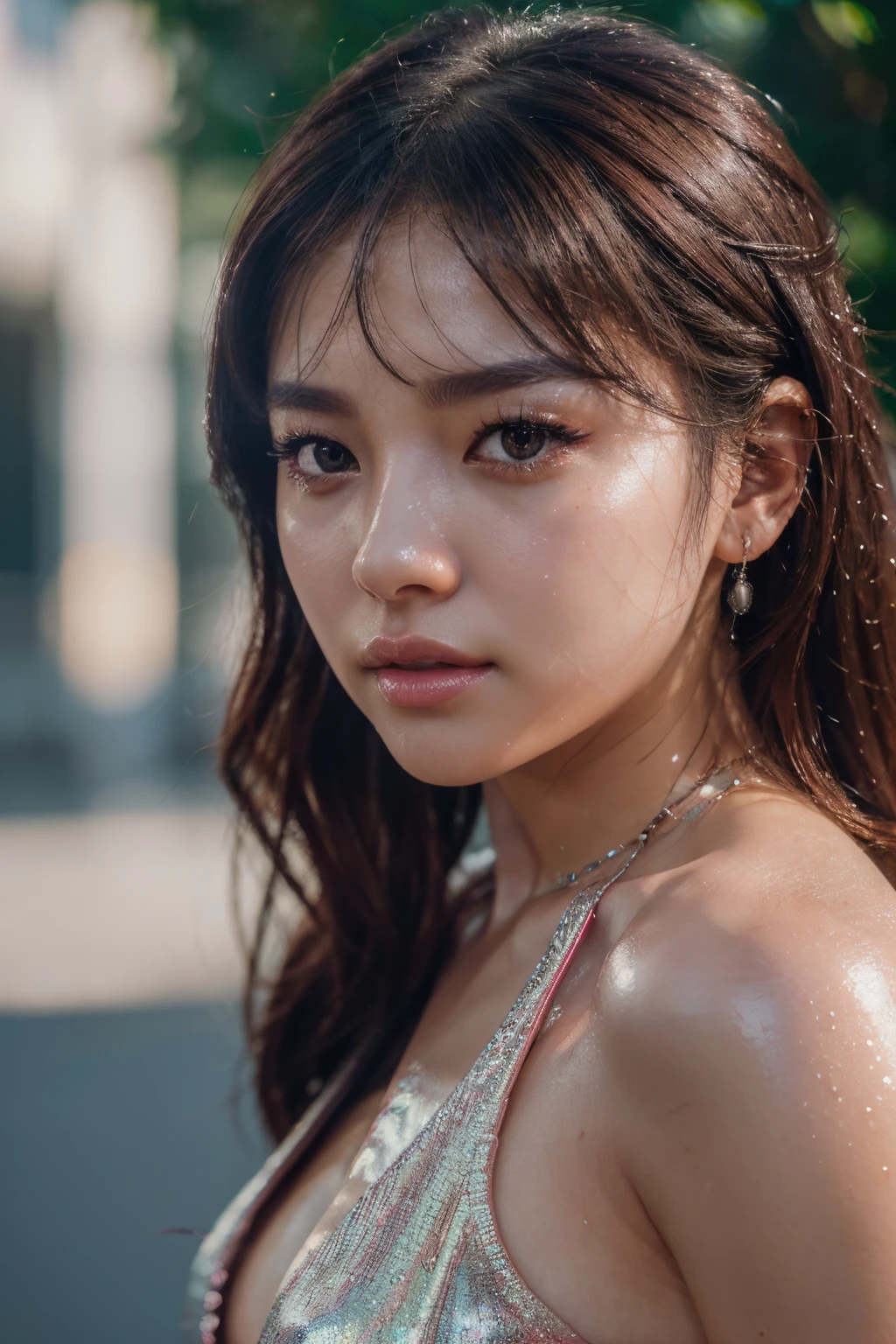(8k, RAW photo, photorealistic:1.25) ,( lip gloss, eyelashes, glossy side, shiny skin, best quality, ultra high resolution, depth of field, chromatic aberration, caustic, wide light, natural shadow, kpop idol)