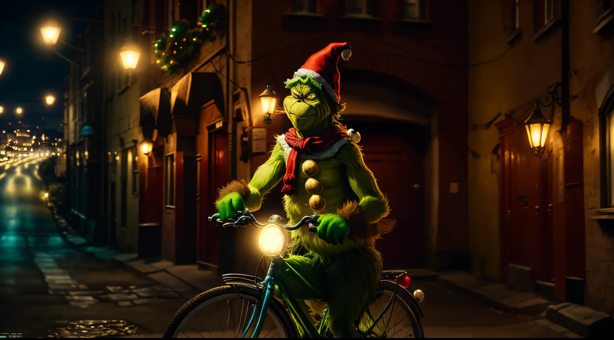 the Grinch on a bicycle cinematic