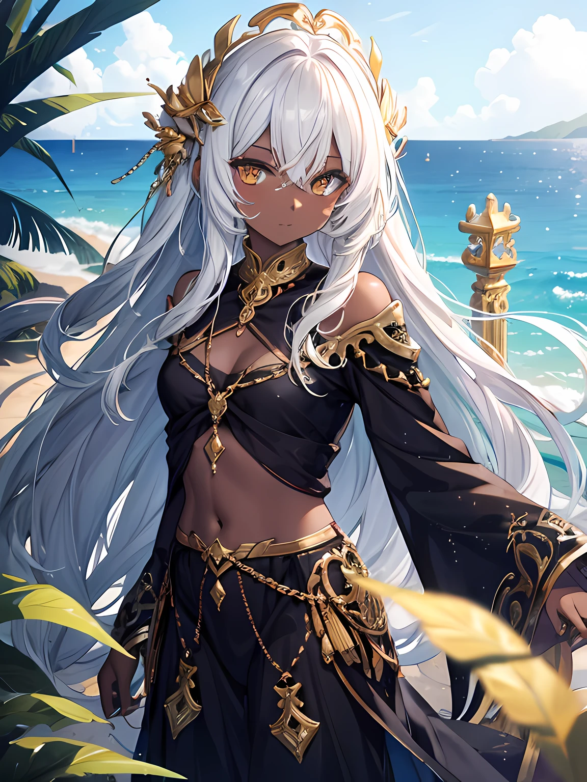 levaiatan, ocean, monster, golden eyes, golden details, dark skin with white details