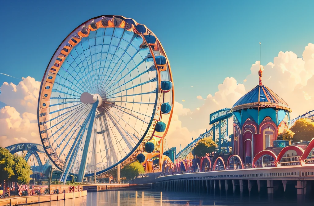 large theme park，roller coasters，Ferris wheel，tmasterpiece，