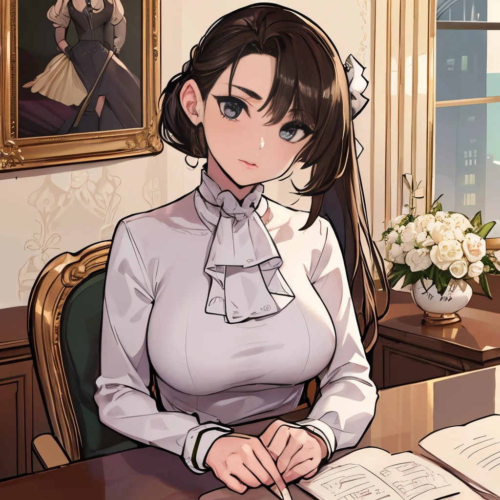 (best quality,4k,8k,highres,masterpiece:1.2),ultra-detailed,(realistic,photorealistic,photo-realistic:1.37),unique hairstyle,boss office lady,confident professional woman,shoulder-length hair with sleek and polished look,pulled back tightly,precise and sharp lines,perfectly styled,meticulously combed hair,smooth and shiny strands,flawlessly shaped,enhanced volume at the crown,subtle yet sophisticated hair accessories,subdued colors,sophisticated updo,well-groomed appearance,impeccable and neat look,inspired by high-end fashion magazines,elegant and classy,modern and chic hairstyle,suitable for formal occasions,exudes power and authority,polished and professional image,attention to detail,exceptional attention to hairstyling,feminine and refined,charismatic and commanding presence,timeless and elegant style,fits the boss office lady persona,complements her tailored and fashionable attire,confidently completes her overall look,picture-perfect hair for a boss lady's demanding work environment,nerd