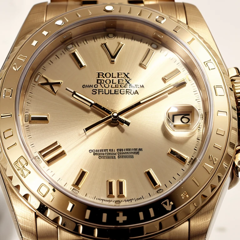Crie um relogio rolex, hd, ultra realista, em uma mesa branca , bem detalhado